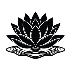 a lotus flower icon floating water layered vector art silhouette