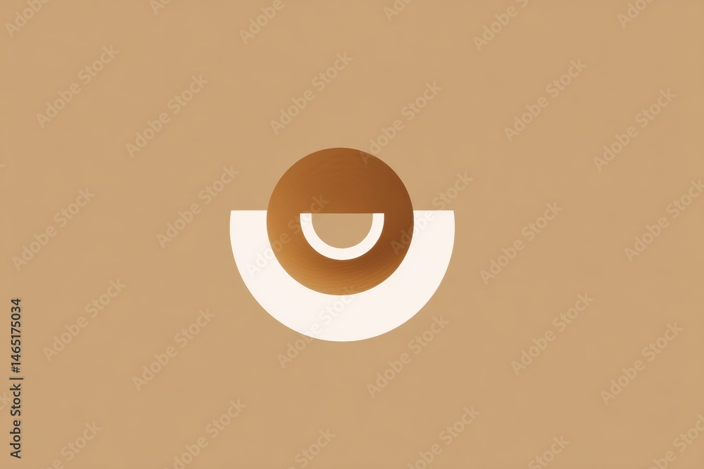 Poster Warm Eggshell Tone Frame Featuring a Rounded Logo Design Centered for Visual Simplicity and Aesthetic Appeal Generative AI