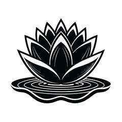 a lotus flower icon floating water layered vector art silhouette