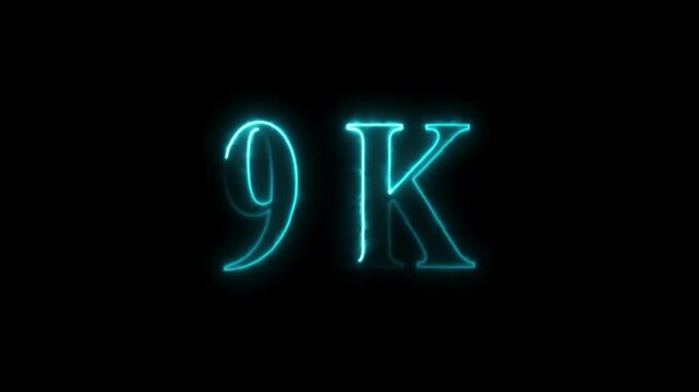 9k animation on black background. neon text effect video motion 