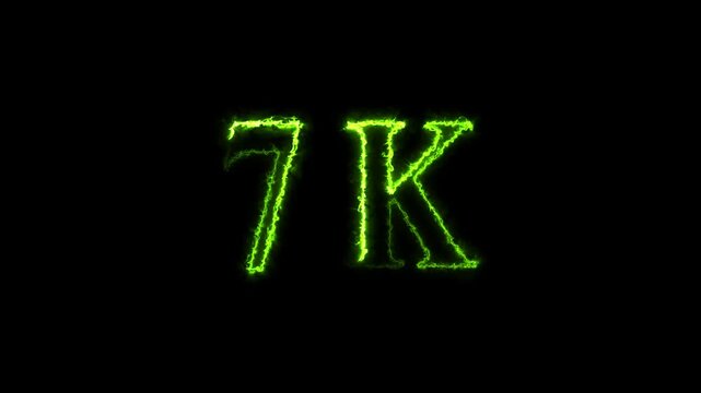 7k animation on black background. neon text effect video motion 