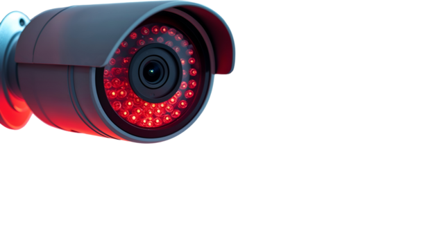 security camera, infrared surveillance camera, outdoor security camera, CCTV camera, on transparent background