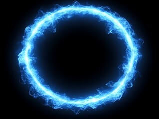 Circular, luminous, energy, ring, on, a, black, background.