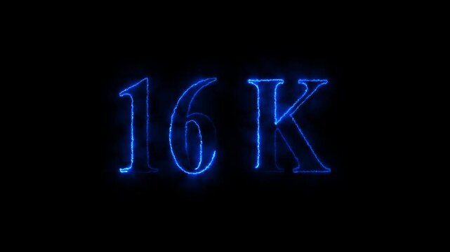 16k animation on black background. neon text effect video motion 