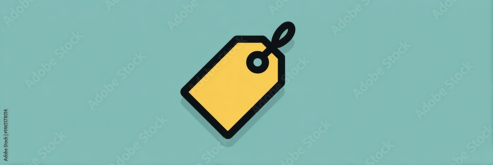 Aufkleber Minimal Icon Representing a Product Tag in Vibrant Yellow Against a Flat Turquoise Background for Clean Design Aesthetic Generative AI