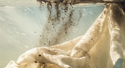 Cloth Under Water Disturbing Sediment with a Cloudy, Abstract Aesthetic
