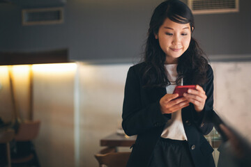 Young businesswoman working at restaurant