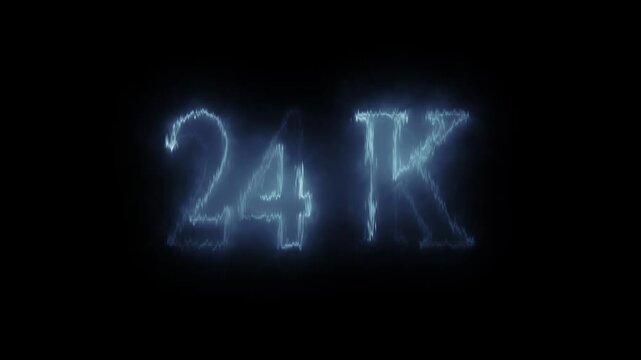 24k animation on black background. neon text effect video motion 