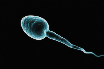 Microscopic view of a single sperm cell.