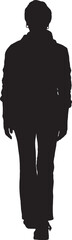 Fototapeta premium vector silhouette, rear view of a woman walking dressed in sportswear