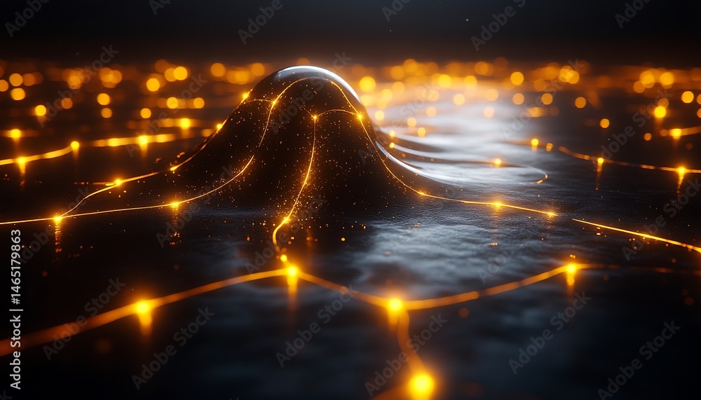 Aufkleber abstract form with glowing network structure.
