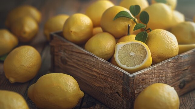 The crate of fresh lemons - Powered by Adobe