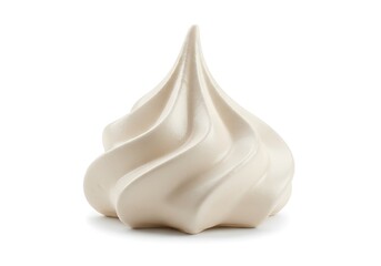 Obraz premium A close up of a swirl of white frosting or meringue isolated on a plain white studio background shot