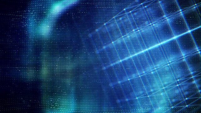 Tesseract Four Dimensional Space, Digital Cyber Space Motion Background.