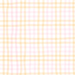 Pink Orange Plaid Gingham Check Hand Drawn Background Pattern Overlay
