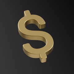 Dollar. Dollar money sign. Currency. Dollar gold coin. 3d illustration. Finance. Trend graphics