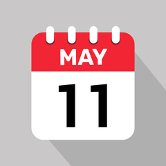 calendar 11 may icon vector graphic design illustration background.