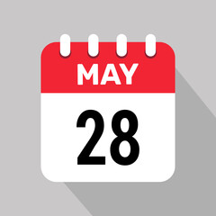 calendar 28 may icon vector graphic design illustration background.