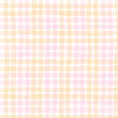 Pink Orange Plaid Gingham Check Hand Drawn Background Pattern Overlay