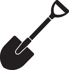 Shovel Silhouette Vector | Digging Tool, Garden Spade & Excavation Icon Black Vector