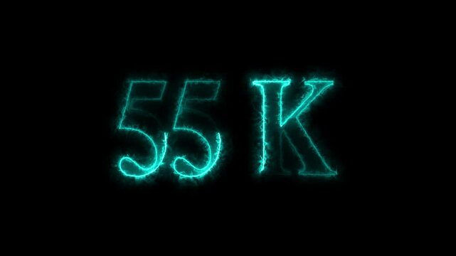 55k animation on black background. neon text effect video motion 