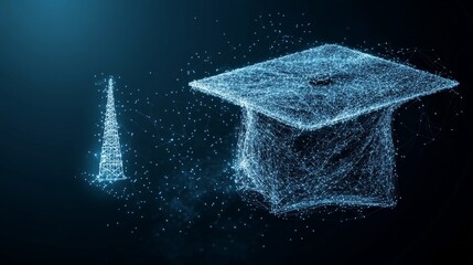 Futuristic Digital Graduation Hat: AI and Education in the Digital Era