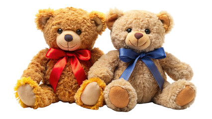Obraz premium Adorable Teddy Bear Couple – Cute Plush Duo with Ribbons for Love & Gift Themes