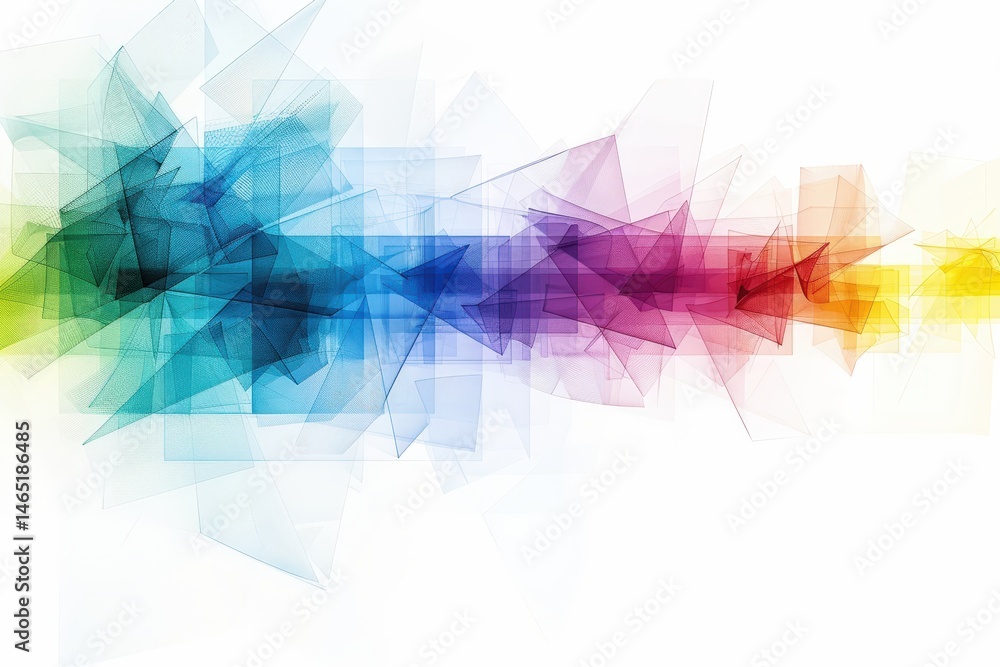 Poster colorful abstract shapes with layered transparency and vibrant hues.