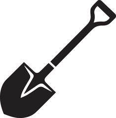 Shovel Silhouette Vector | Digging Tool, Garden Spade & Excavation Icon Black Vector