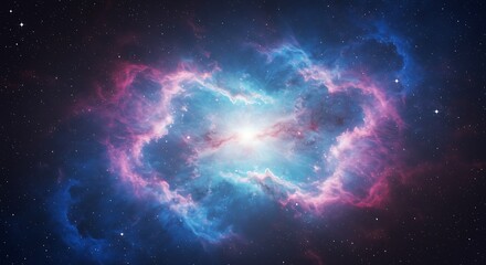 Cosmic Nebula in Deep Space with Swirling Gas Clouds and Stars