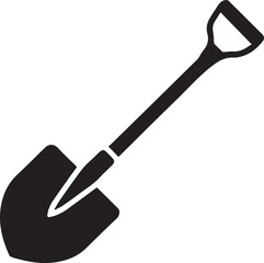 Shovel Silhouette Vector | Digging Tool, Garden Spade & Excavation Icon Black Vector