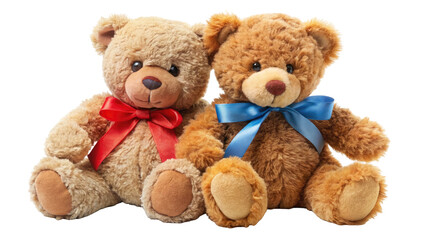 Obraz premium Adorable Teddy Bear Couple – Cute Plush Duo with Ribbons for Love & Gift Themes