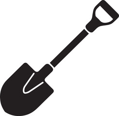 Shovel Silhouette Vector | Digging Tool, Garden Spade & Excavation Icon Black Vector