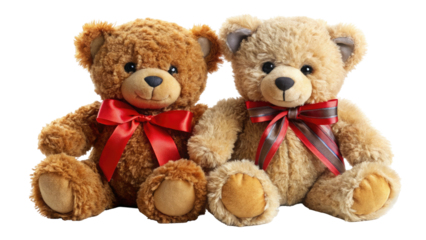 Adorable Teddy Bear Couple – Cute Plush Duo with Ribbons for Love & Gift Themes