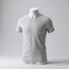 White V-Neck T-Shirt on Mannequin Torso