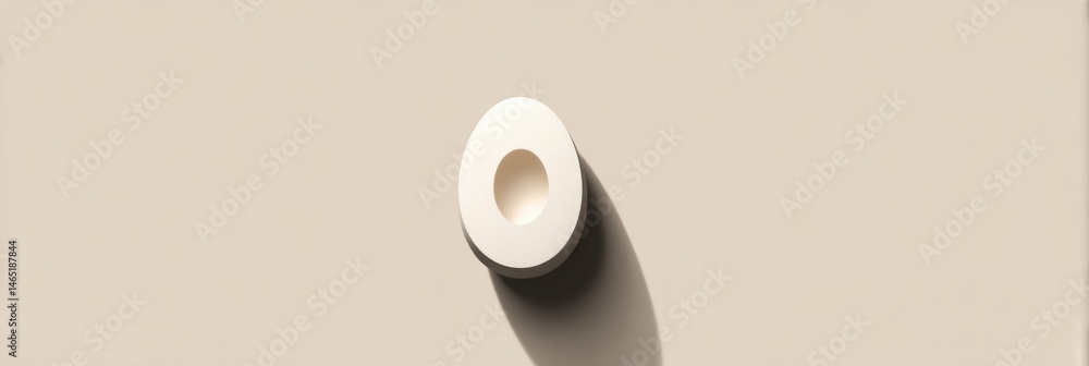 Aufkleber Minimalist Display of a Single White Egg Shape Centered on a Beige Background Emphasizing Simplicity and Design Elegance Generative AI
