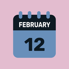 12 february calendar icon vector graphic design web page.