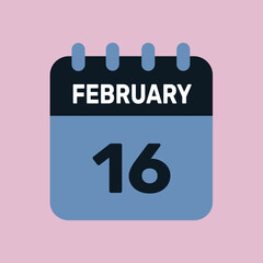 16 february calendar icon vector graphic design web page.