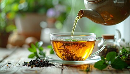 Pouring Hot Tea into a Glass Cup A Relaxing Moment