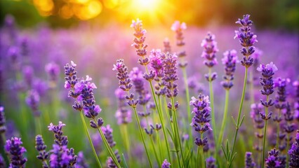Exotic wild lavender blooming in a meadow, lavender, floral arrangement,  lavender
