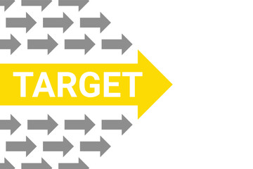 Target arrow leading gray arrows on a transparent background