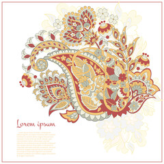 Paisley pattern in indian batik style. Floral vector illustration