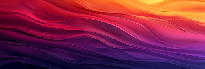 Fototapeta premium Abstract background of flowing, vibrant waves in warm sunset colors. Dynamic gradients of red, orange, pink, and purple create an energetic texture. 