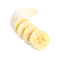 Sliced Banana Pieces Isolated, Fresh Tropical Fruit Slices