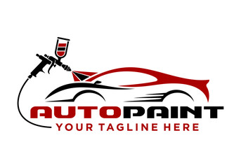 Auto painting logo vector illustration. Simple letter design icon of car service