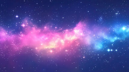 Cosmic nebula, vibrant colors, star-filled