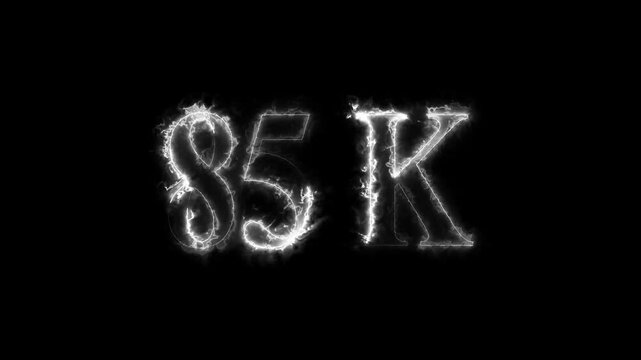85k animation on black background. neon text effect video motion 