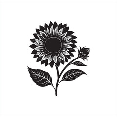 Sunflower Silhouette Vector Design - Floral Graphic Illustration