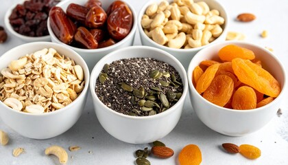 Healthy Snack Mix Dates, Nuts, Seeds, and Dried Fruits for Energy and Nutrition