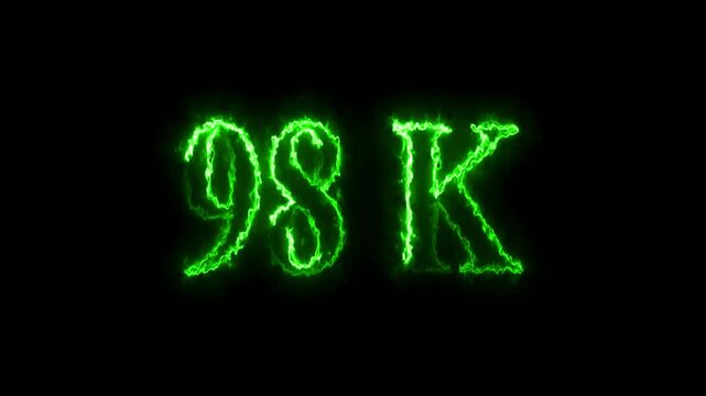 98k animation on black background. neon text effect video motion 
